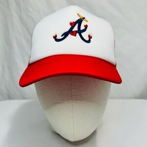 White and Red Baseball Cap with Embroidered Logo